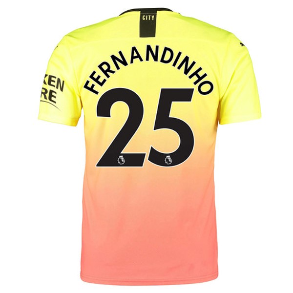 Camiseta Manchester City NO.25 Fernandinho 3ª 2019-2020 Naranja